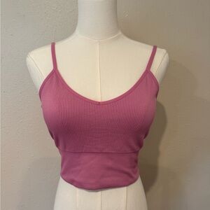 Zella Pink Ribbed Crop Top